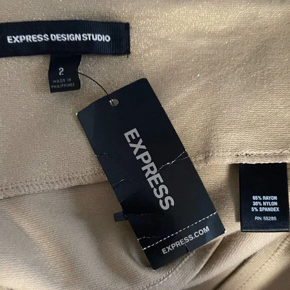 Express Metallic Gold Knit Mini Skirt NEW 2 - Picture 4 of 5